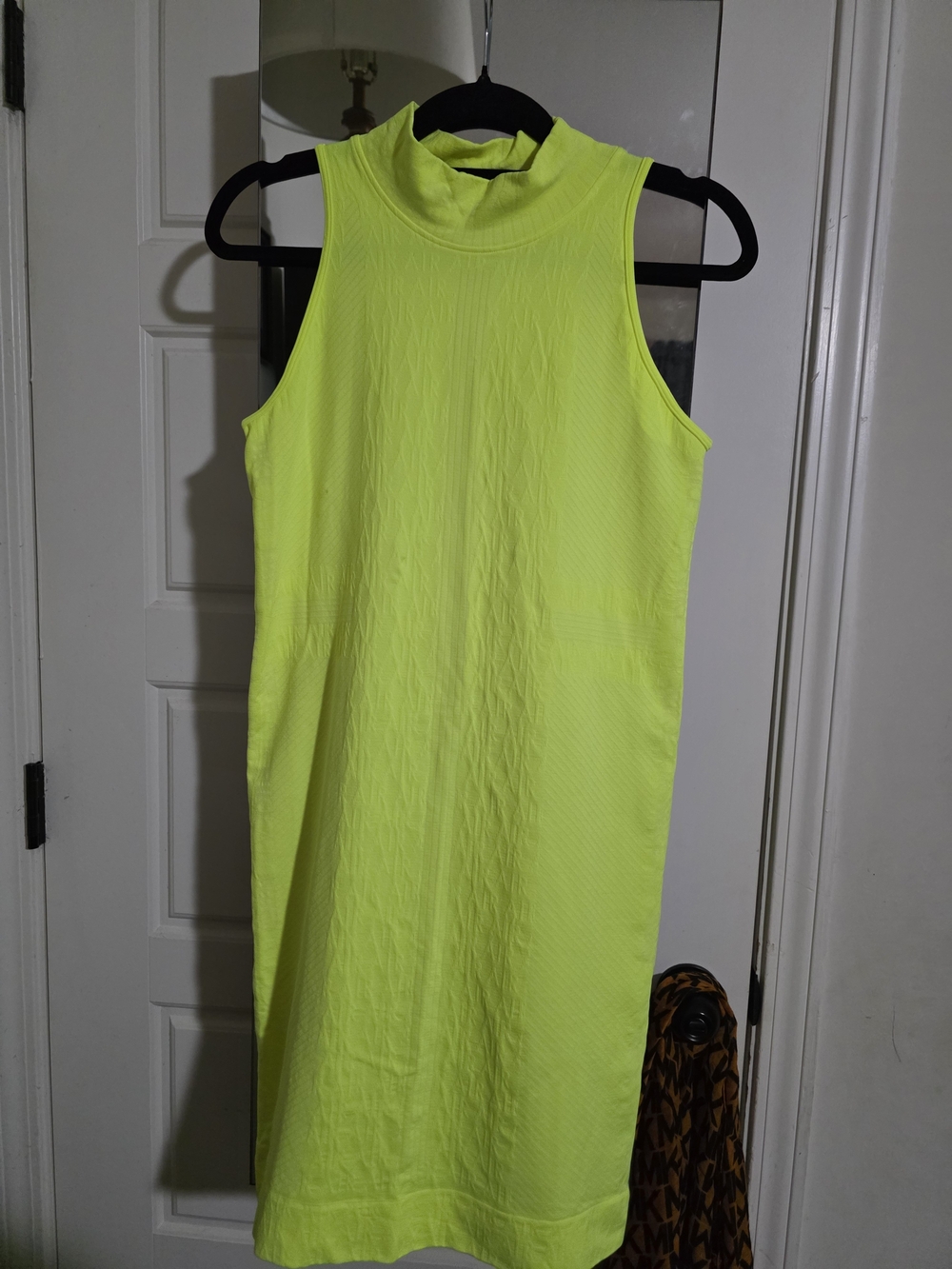 Nike Neon Yellow Sleeveless Mock Neck Midi Dress
